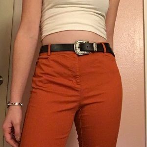 Burnt Orange Mid-Rise Jeans
